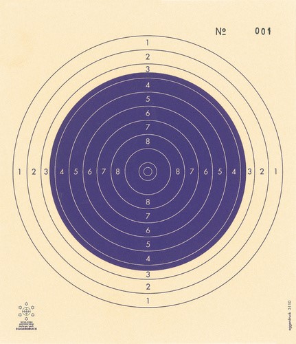 Bild von Kleinkaliberscheibe 50m mit Nummer blau (5110-NB), 250 Stück