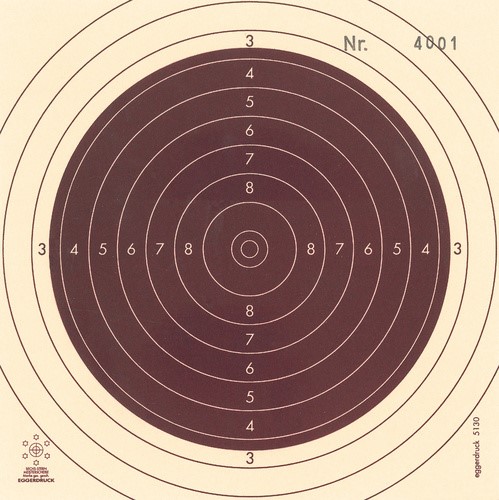 Bild von Kleinkaliberscheibe 50m Spiegel mit Nummer rot (5130-NR), 250 Stück