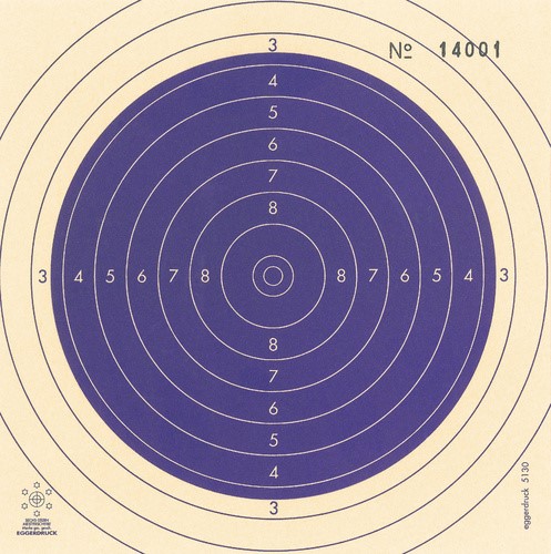 Bild von Kleinkaliberscheibe 50m Spiegel mit Nummer blau (5130-NB), 250 Stück