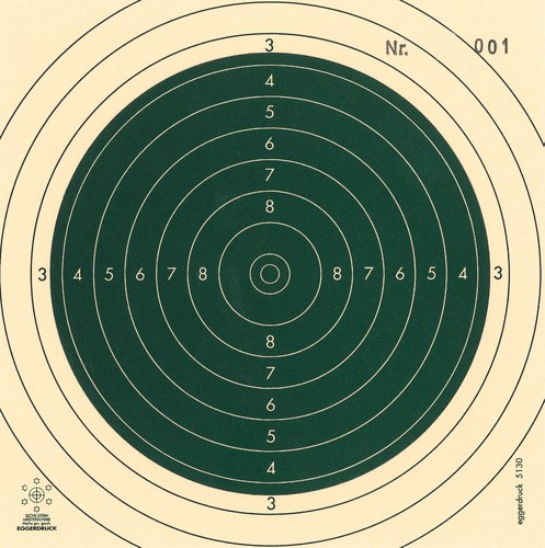 Bild von Kleinkaliberscheibe 50m Spiegel mit Nummer grün (5130-NG), 250 Stück